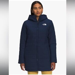 NWT North Face Mossbud Insulated Reversible Parka Womens Jacket Summit Navy Sz S